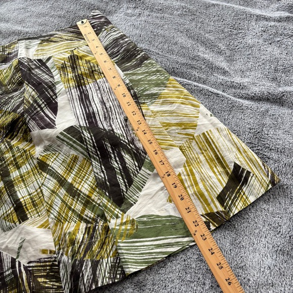 NYC Geometric Silk Skirt A Line Size 4 Retro Cotton Abstract Artsy Pleated 19985 - Picture 9 of 11